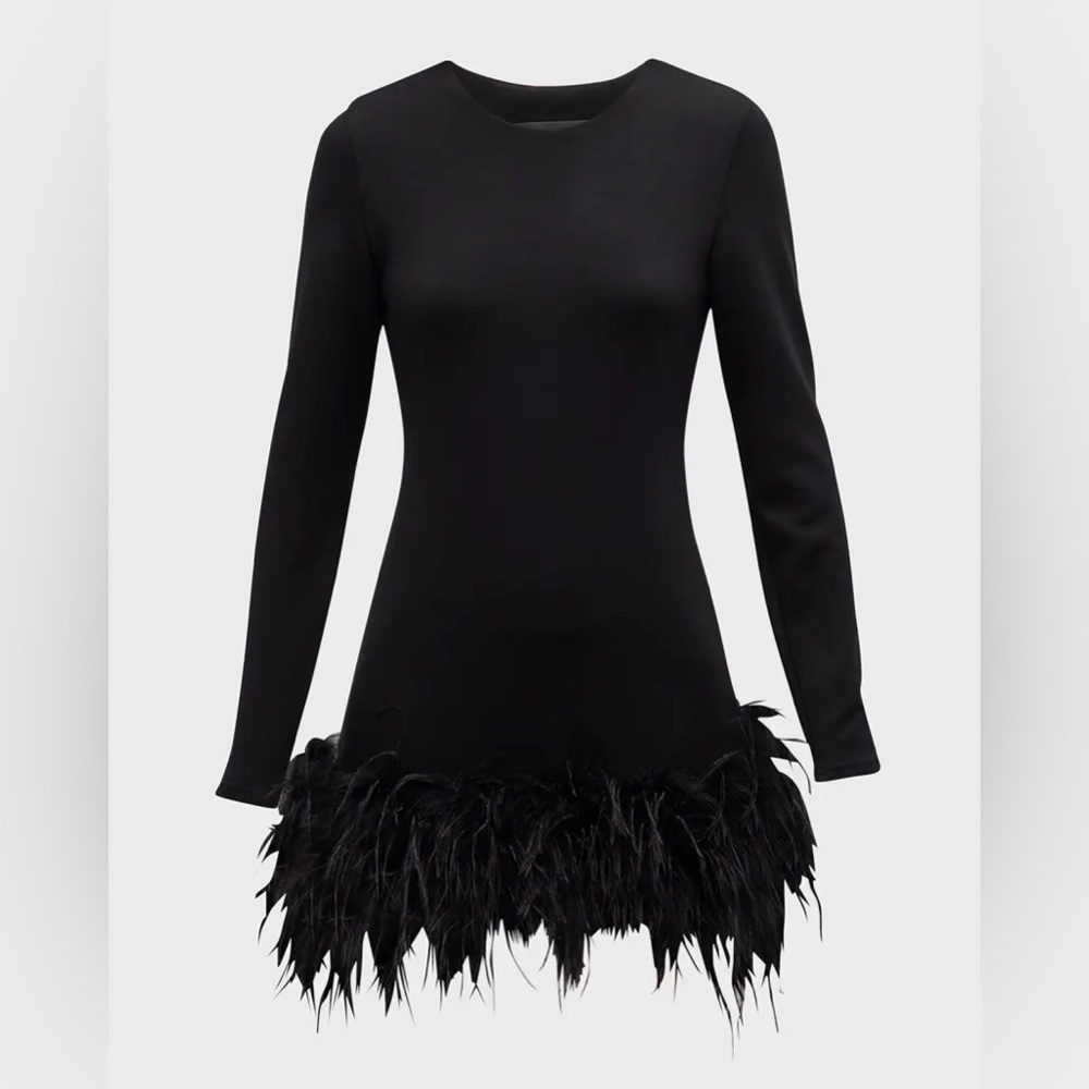LAMARQUE Bahira Ostrich-Feather Mini Dress - Picture 2 of 2